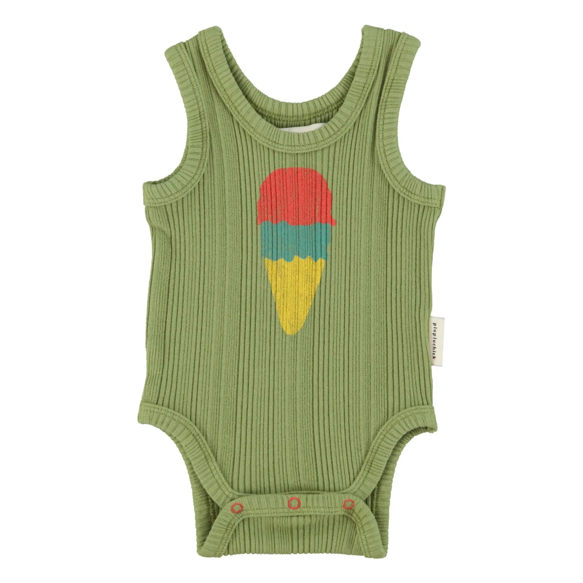 Piupiuchick - Ribbed Fit Organic Cotton Bodysuit | Olive