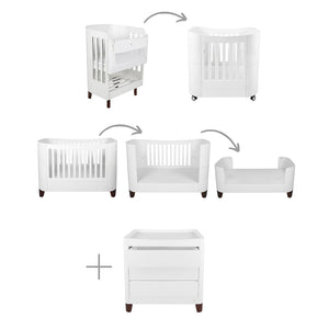 Gaia Baby Serena "All-In-One" and Dresser Set - White / Walnut-Nursery Sets-White / Walnut- | Natural Baby Shower