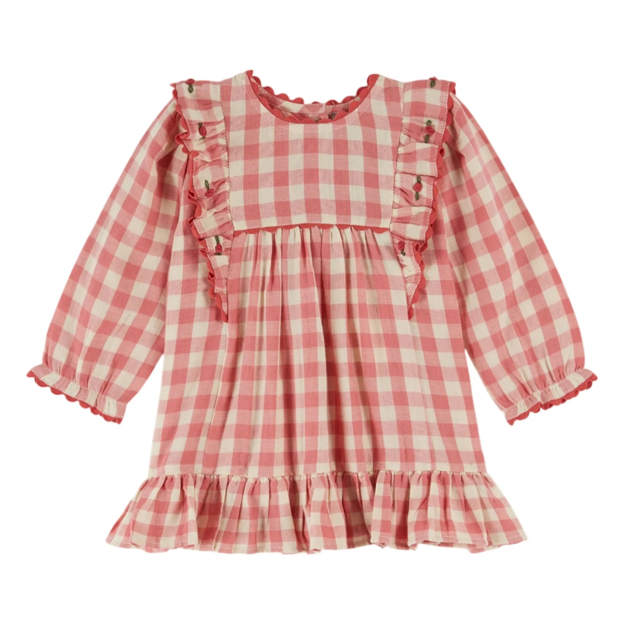 Emile et Ida - Gingham Ruffled Dress | Pink