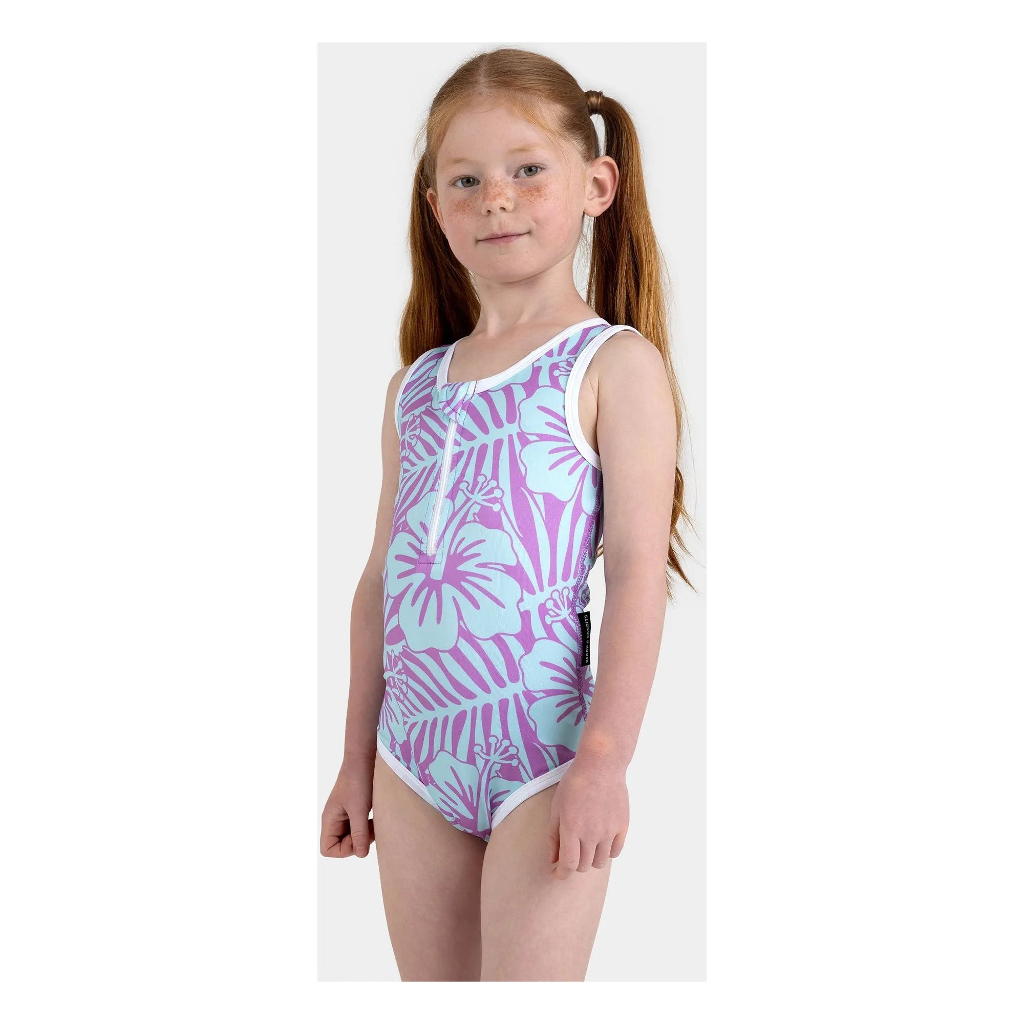 Beach & Bandits - Hibiscus Recycled Fiber UV Protective One-Piece Jersey | Purple