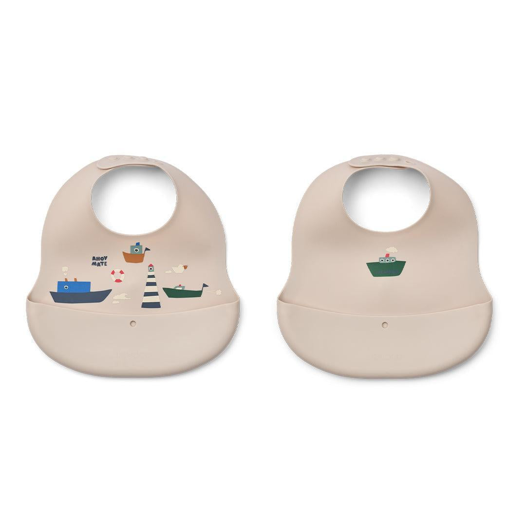 Liewood Ember Printed Bib 2-pack - Sailing / Sandy-Bibs-Sailing / Sandy-One Size | Natural Baby Shower