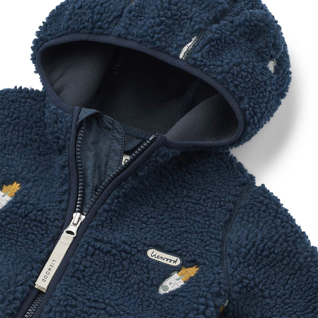 Liewood Mara Pile Jacket With Ears - Rocket / Classic Navy / Embroidery-Coats-Rocket / Classic Navy / Embroidery-104 | Natural Baby Shower