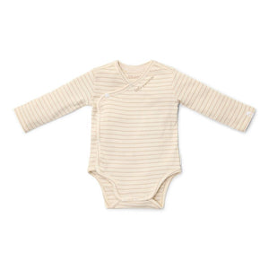 Little Dutch Long Sleeved Bodysuit Wrap - Soft Beige Stripe-Bodysuits-Soft Beige Stripe-NB | Natural Baby Shower