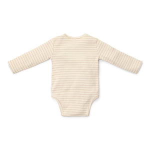 Little Dutch Long Sleeved Bodysuit Wrap - Soft Beige Stripe-Bodysuits-Soft Beige Stripe-NB | Natural Baby Shower