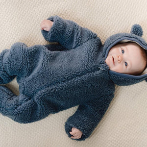 Little Dutch Teddy One-Piece Suit - Stone Blue-Bodysuits-Stone Blue-3-6m | Natural Baby Shower