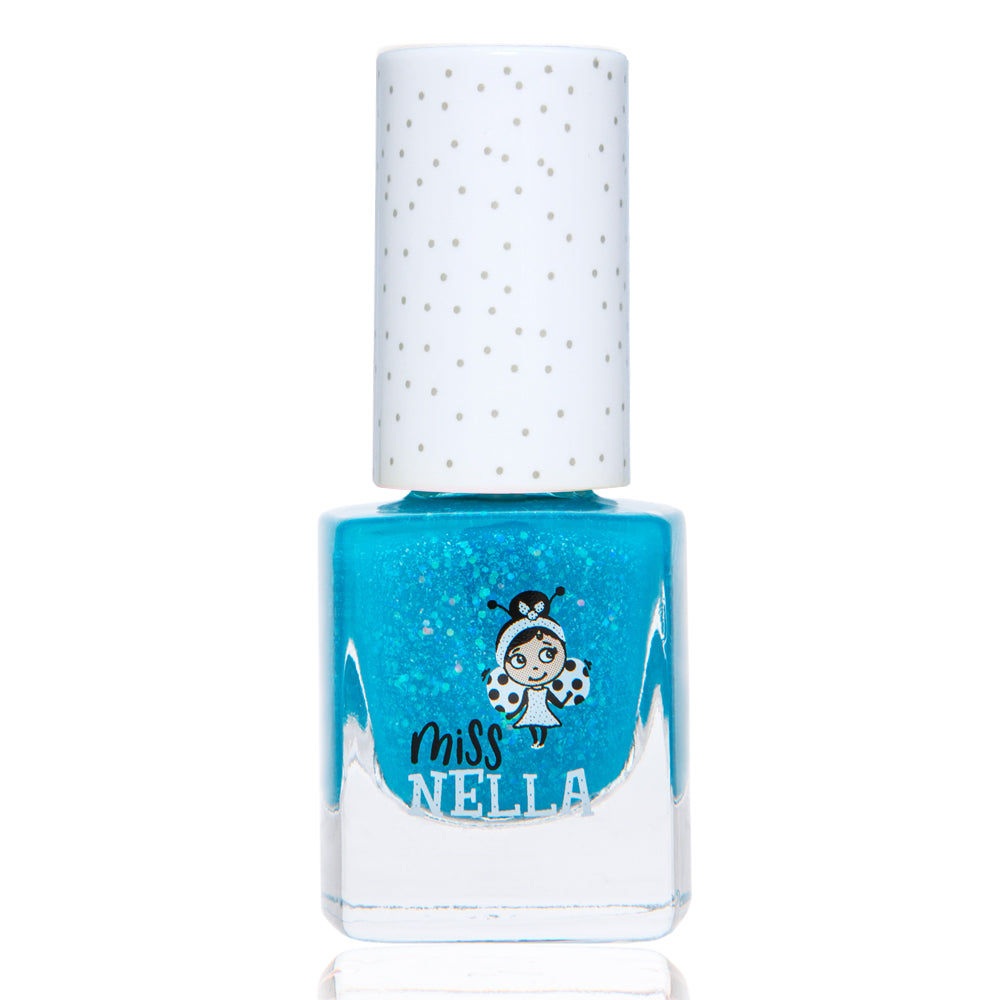 Miss Nella - Bright Blue Glitter Peelable Nail Polish
