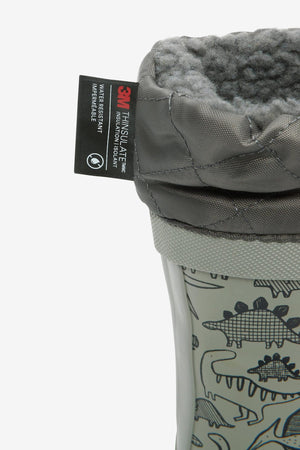 Next - Boy Gray Fur Dinosaur Winter Boots - 33