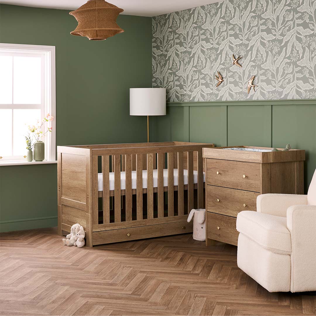 Obaby Nika 2 Piece Room Set & Under Drawer - Oak-Nursery Sets-Oak-One Size | Natural Baby Shower