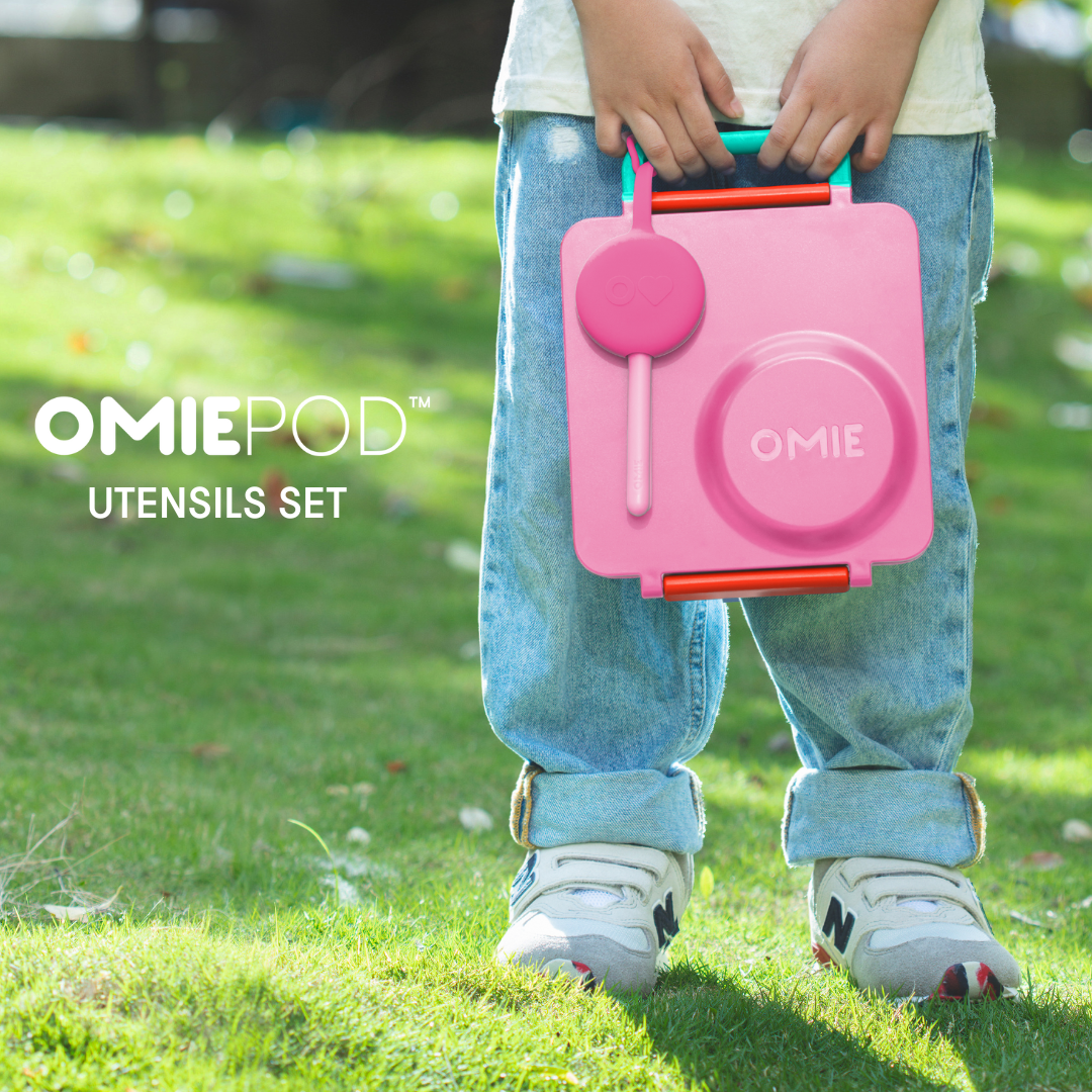 Omiebox - OmiePod Bubblegum Pink Silicone Fork and Spoon Set
