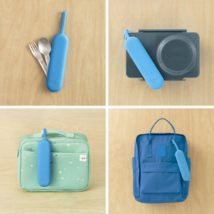 Omiebox - OmiePod UP Azure Silicone Fork and Spoon Set