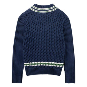 Lacoste - Organic Cotton Cable Knit Sweater | Navy Blue