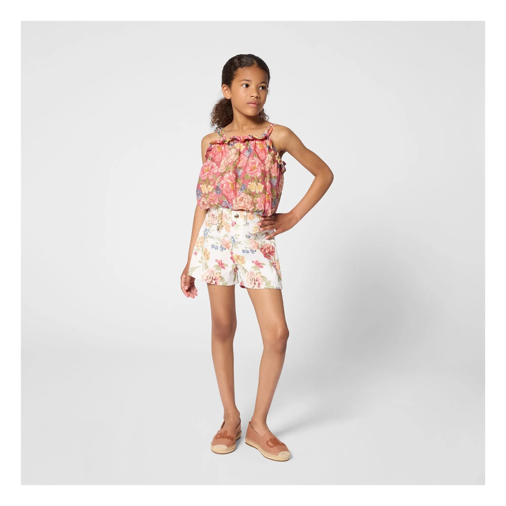 Chloé - Organic Cotton Floral Pattern Shorts | Pink