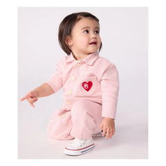Petit Bateau - Pompist Heart Organic Cotton Romper | Pink