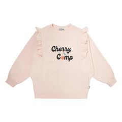 Tocoto Vintage - Ruffled Cherry Sweatshirt | Pale Pink