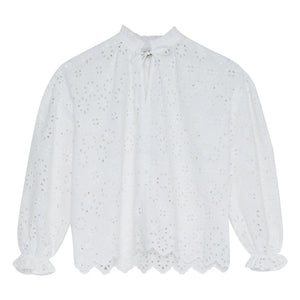 the new society - Sakura English Embroidered Blouse | White