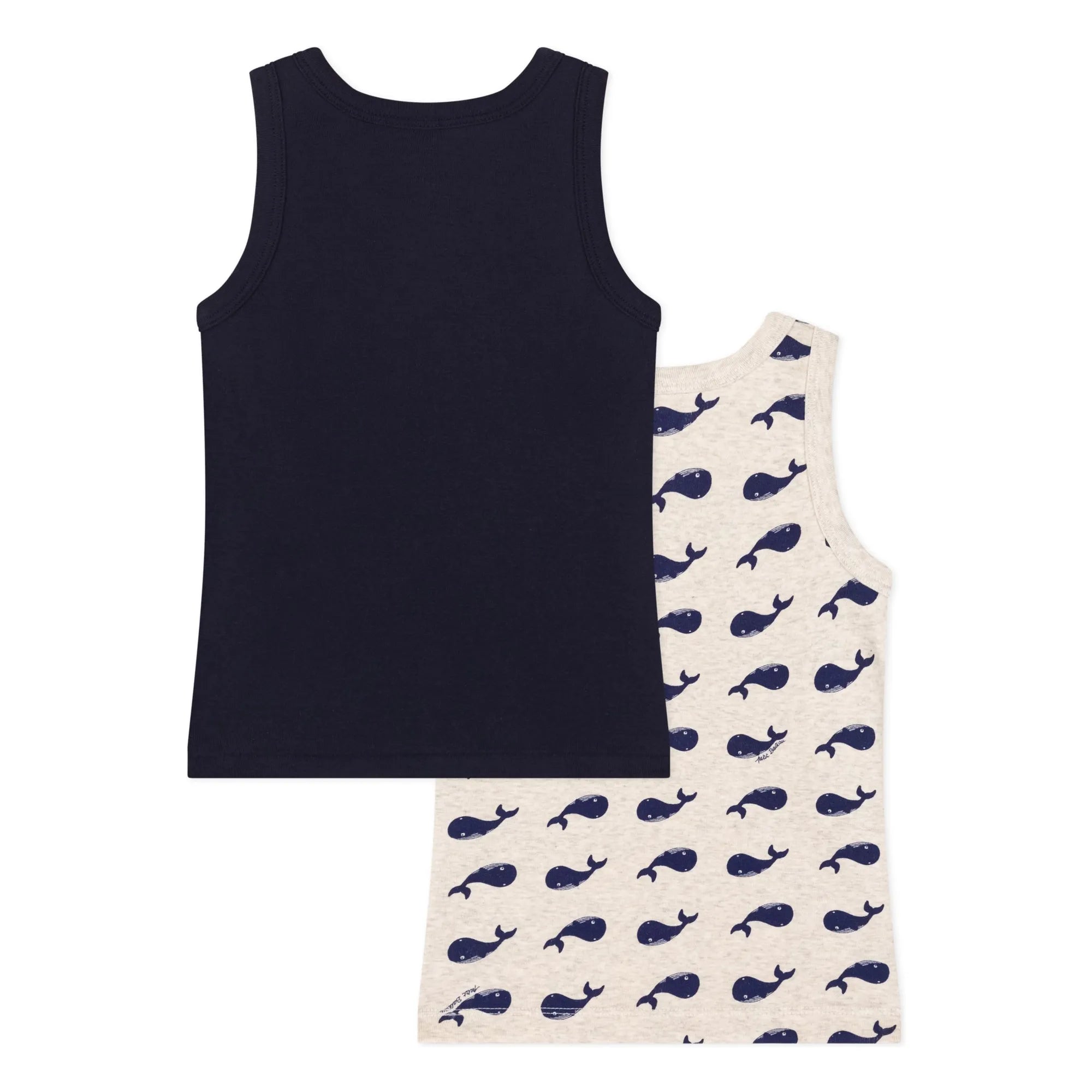 Petit Bateau - Pack of 2 Organic Cotton Whale Singlet | Heather Beige