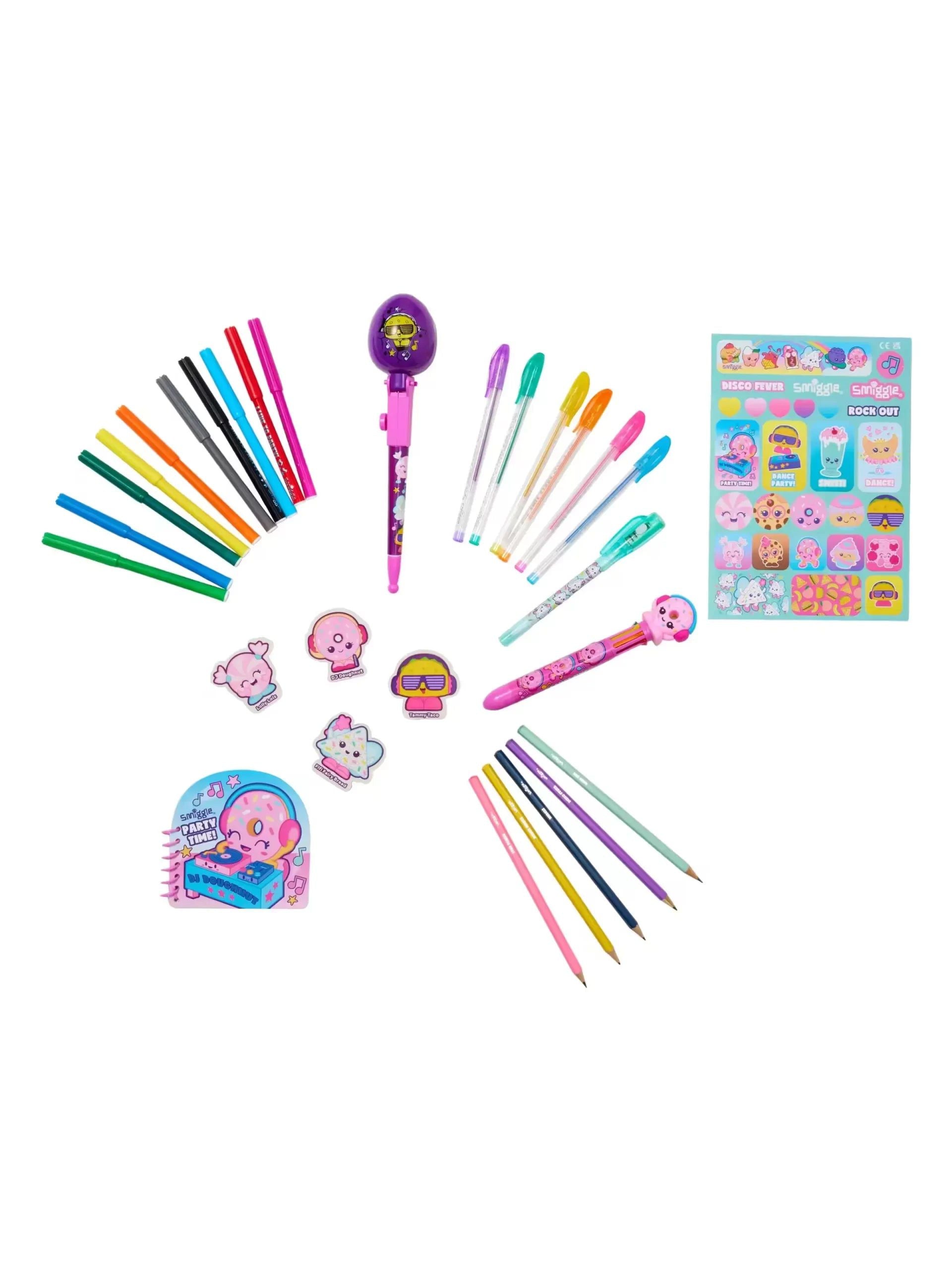Smiggle - Notebook, Eraser, Pencil and Colouring Stationery Set