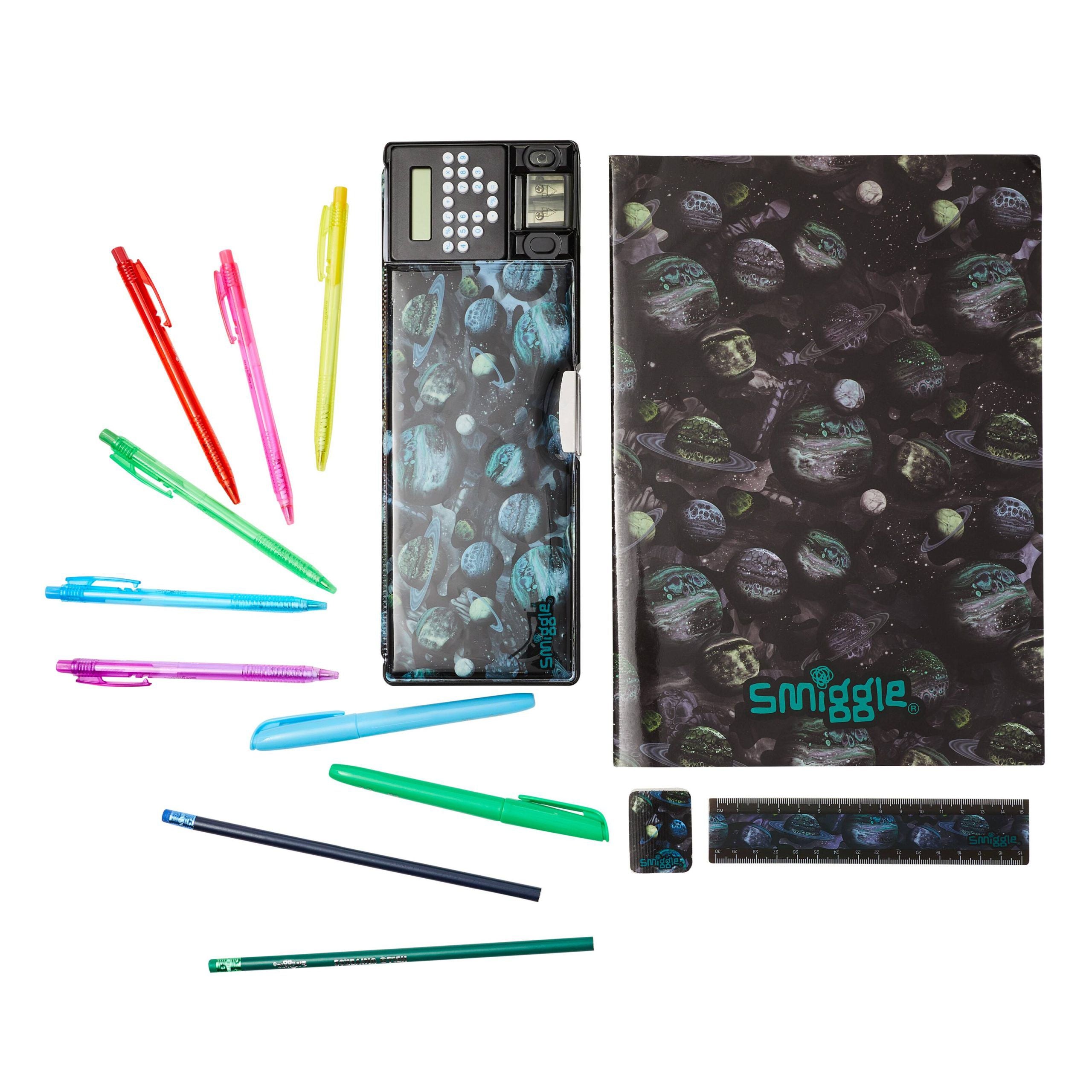 Smiggle - Mirage Automatic Pencil Case with Calculator and Stationery Set