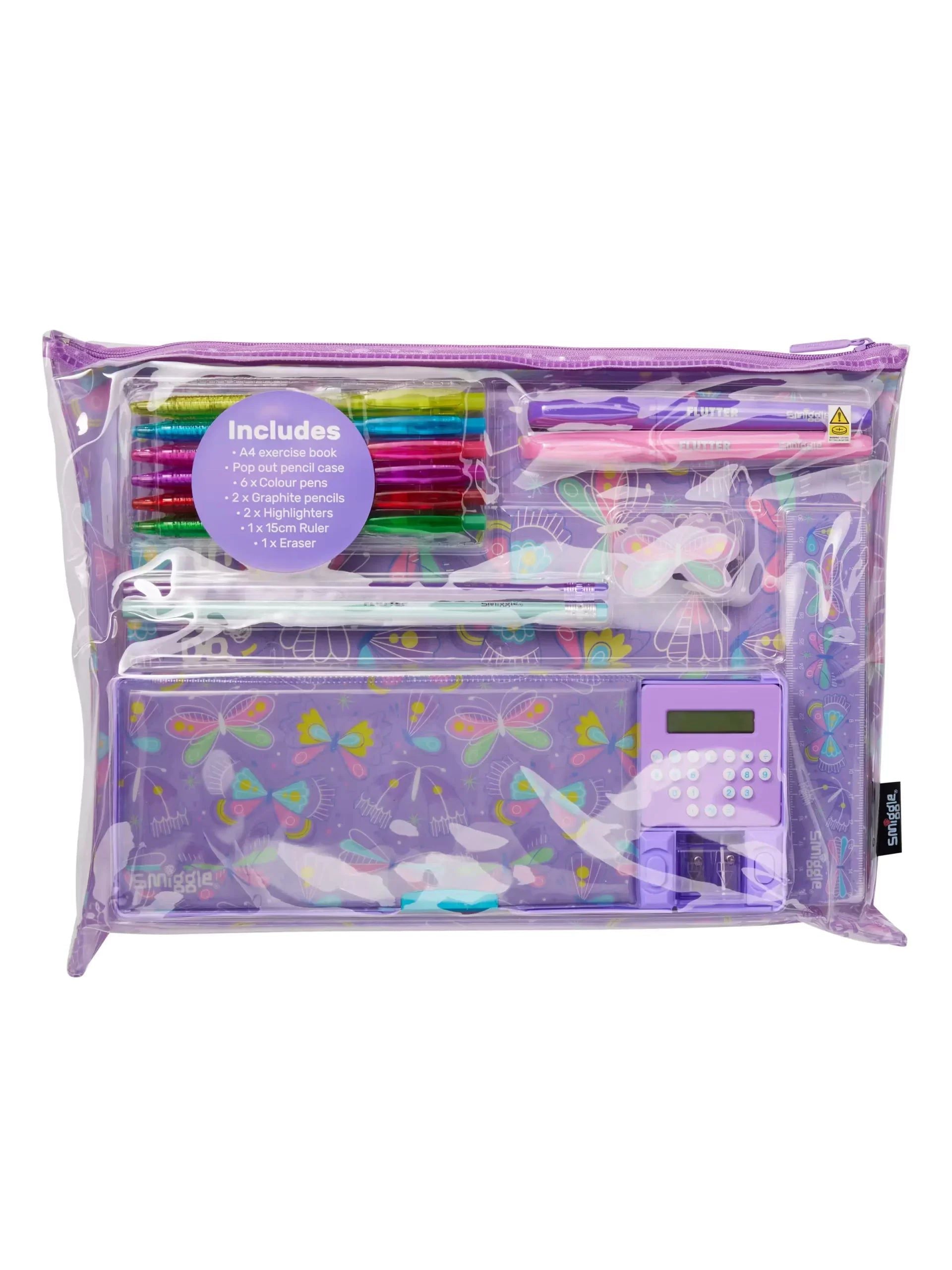 Smiggle - Pop Out Imagination Garden Automatic Pencil Case with Calculator and Stationery Set