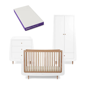 SnuzKot 3 Piece Nursery Furniture Set - The Natural Edit - Oak-Nursery Sets-Oak-Snuz Surface Duo Dual-Sided Cot Mattress | Natural Baby Shower