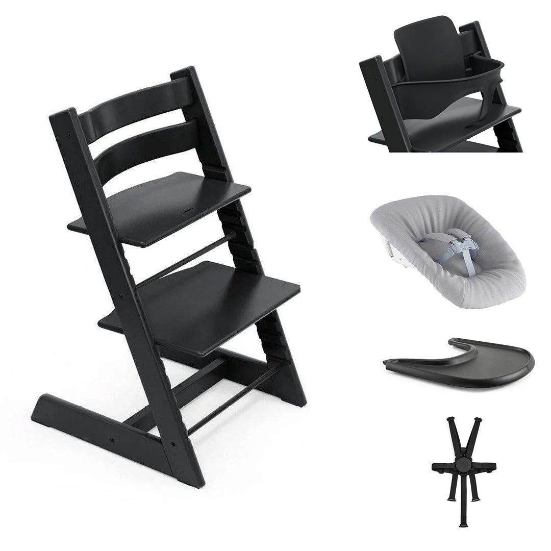 Stokke Tripp Trapp Highchair Ultimate Bundle-Highchairs-Black- | Natural Baby Shower