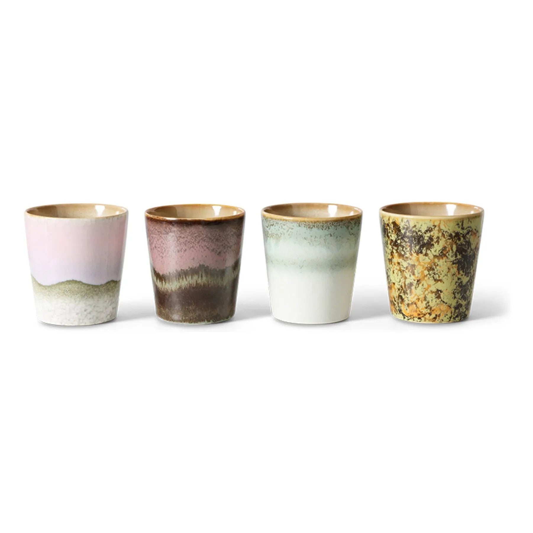 HKliving - Glazed Clay Coffee Cups - Set of 4 | Pink