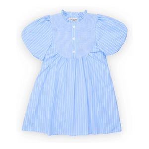 the new society - Striped Ficus Puffy Sleeve Dress | Light Blue