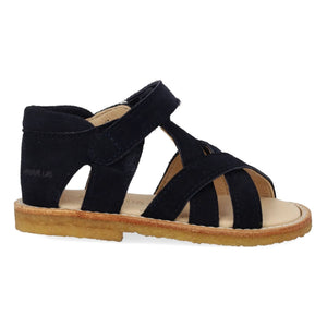 Angulus - Suede Cross-Strap Sandals | Navy Blue
