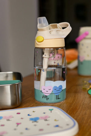 The Cotton Cloud - Dancing Hearts 480ML Tritan Water Bottle with Hidden Straw