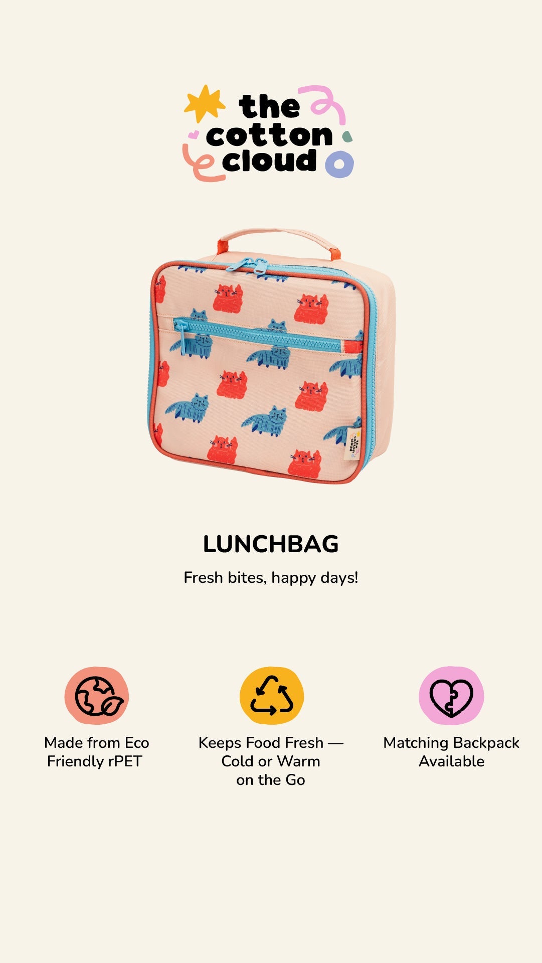 The Cotton Cloud - Dancing Hearts Lunch Bag