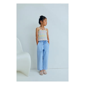 the new society - Gathered Top Mallow Checkered | Light Blue