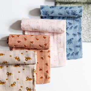 Trixie Muslin Cloths 3 Pack Mix - Rosy Rabbit-Muslin Squares-Rosy Rabbit-55x55cm | Natural Baby Shower