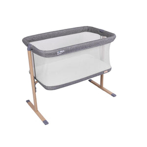 Tutti Bambini ZiZee Essential Crib - Oak/Charcoal-Bedside Cribs-Oak/Charcoal- | Natural Baby Shower