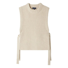 Soeur - Firmus Merino Wool Sleeveless Sweater | Heather White