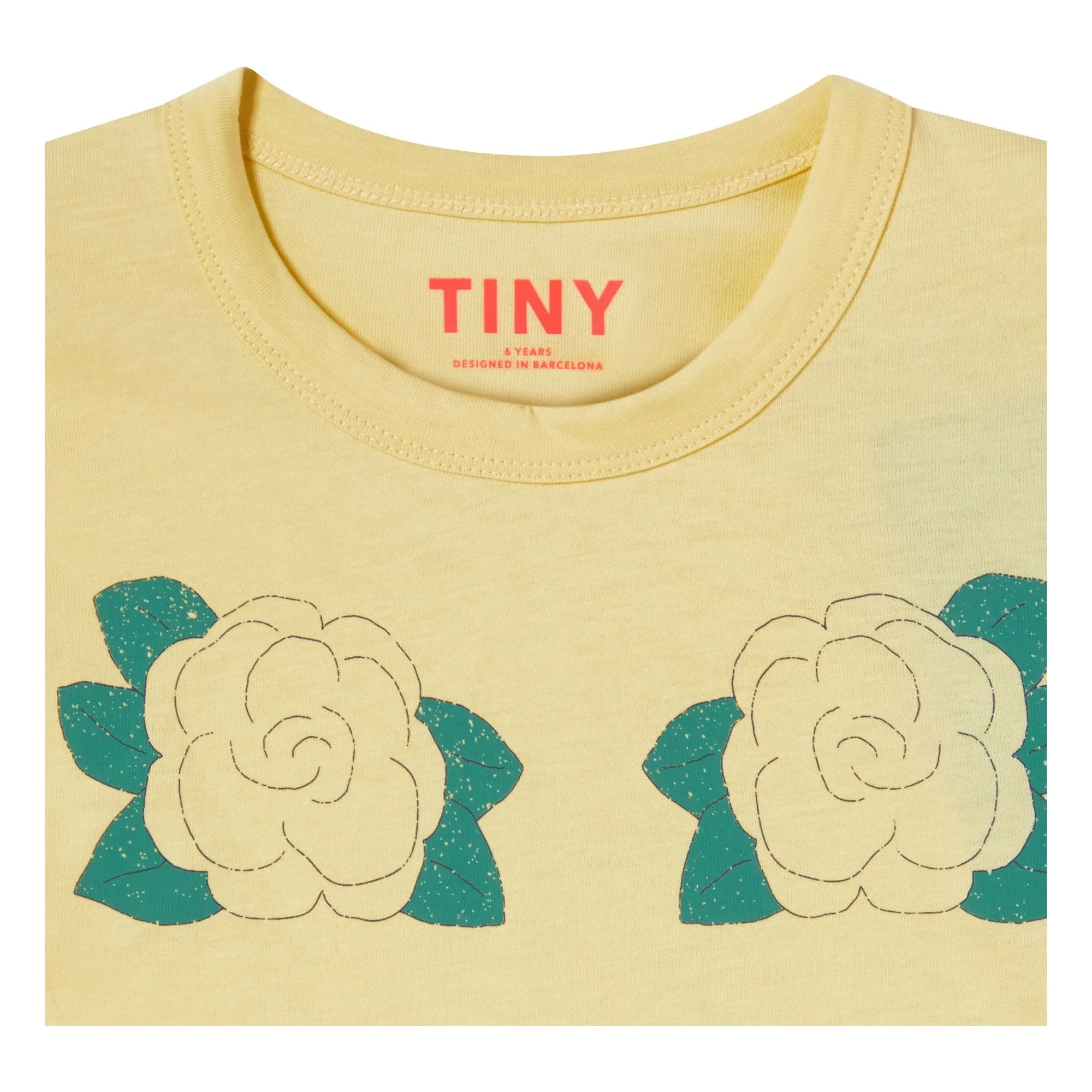 Tinycottons - Organic cotton pink ruffled T-shirt | Pale yellow