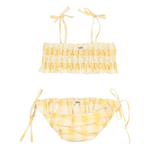 Búho - Vichy Seersucker Organic Cotton Swimsuit | Yellow