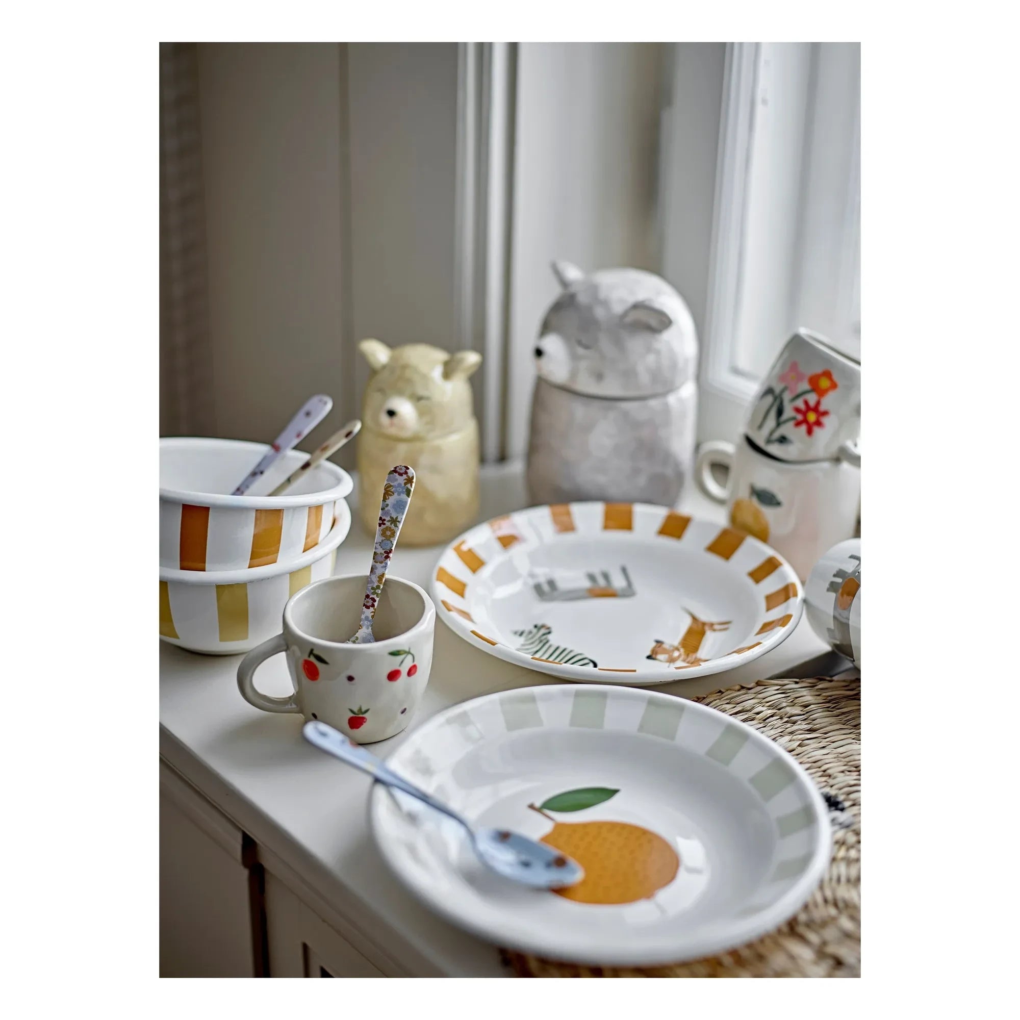 Bloomingville Mini - Agnes Enamel Dinner Set | White