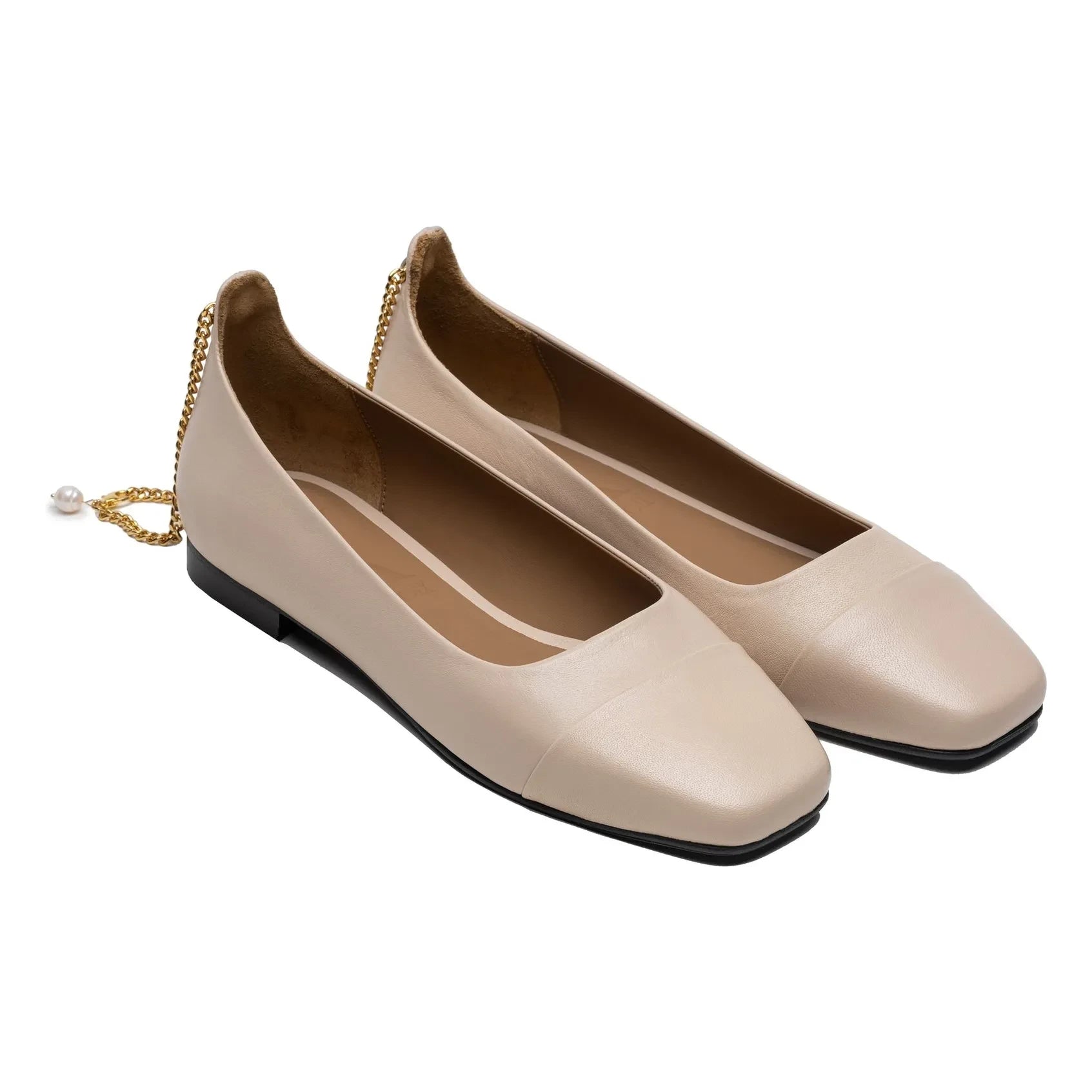 Lachoix - Nude Leather Ballerinas