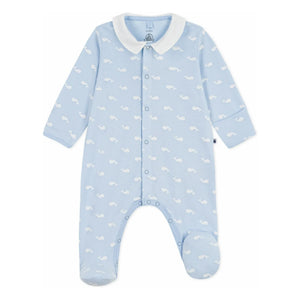 Petit Bateau - Dors Bien Baleines Organic Cotton Pajamas | Light Blue