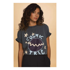 Elise Chalmin - Cosmic Trip Cotton T-Shirt | Gray