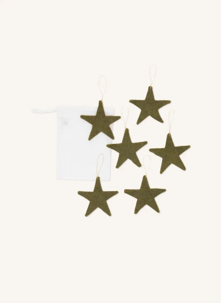Muskhane - Felt "Shooting Stars" Garland | Moss Green