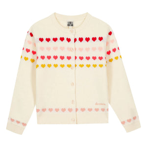 Bonton - Laligne Mini Hearts Hırka | Ecru