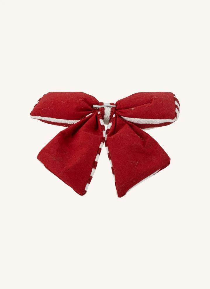 Bloomingville - Ruby Striped Bow Christmas Ornament | Red