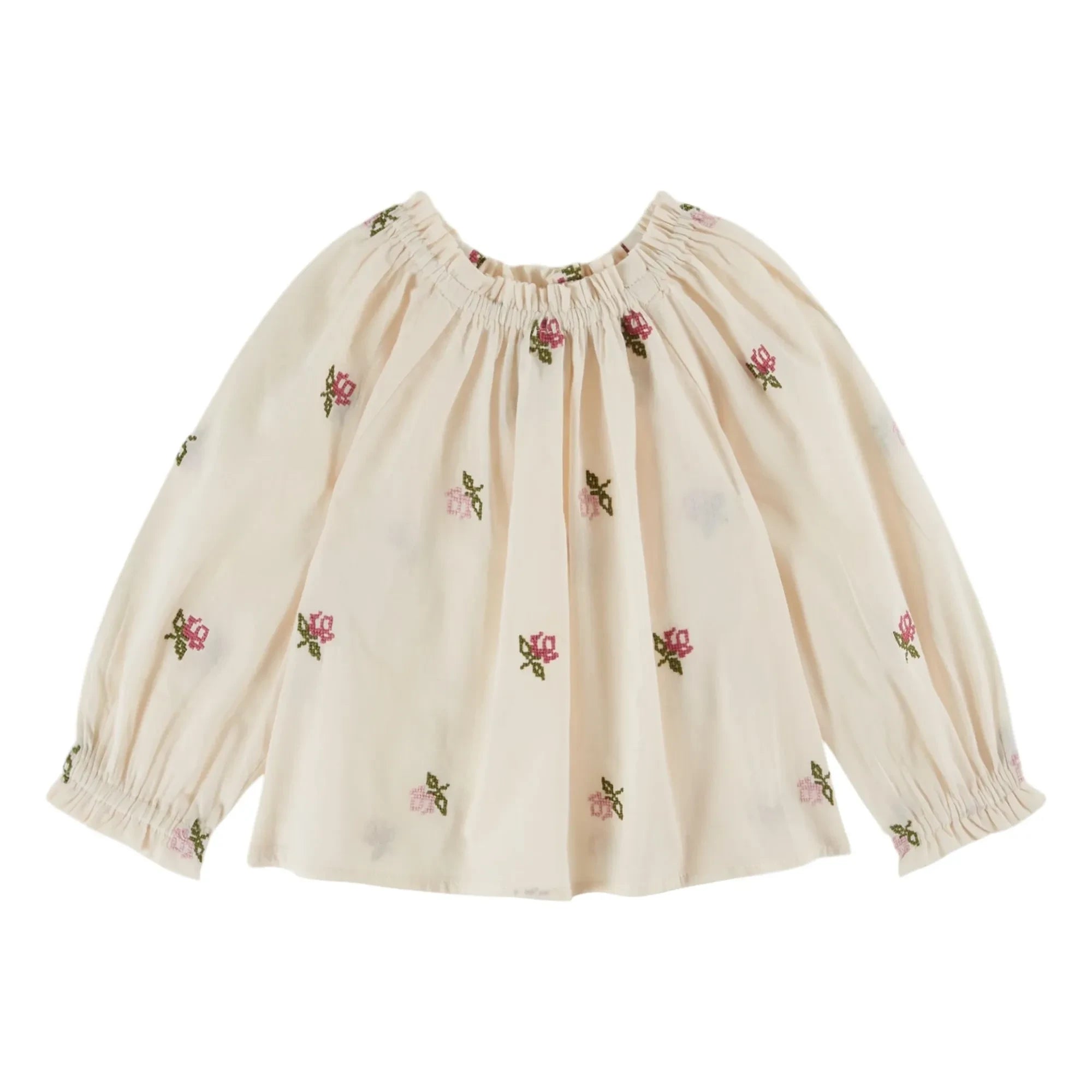 Emile et Ida - Embroidered Roses Blouse | Cream
