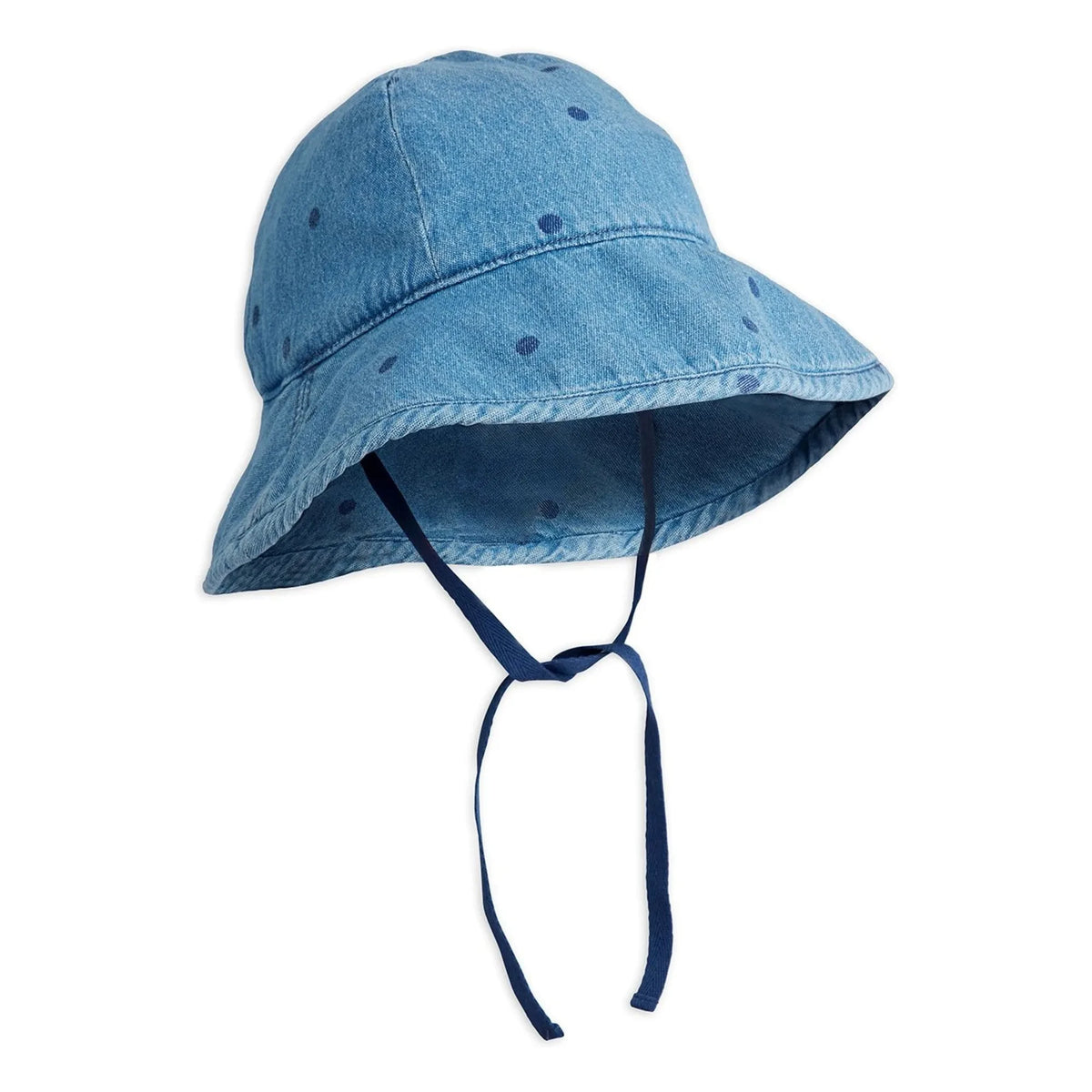Mini Rodini - Organic Cotton Dotted Denim Hat | Blue
