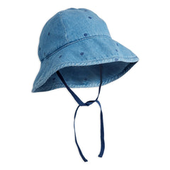 Mini Rodini - Organic Cotton Dotted Denim Hat | Blue