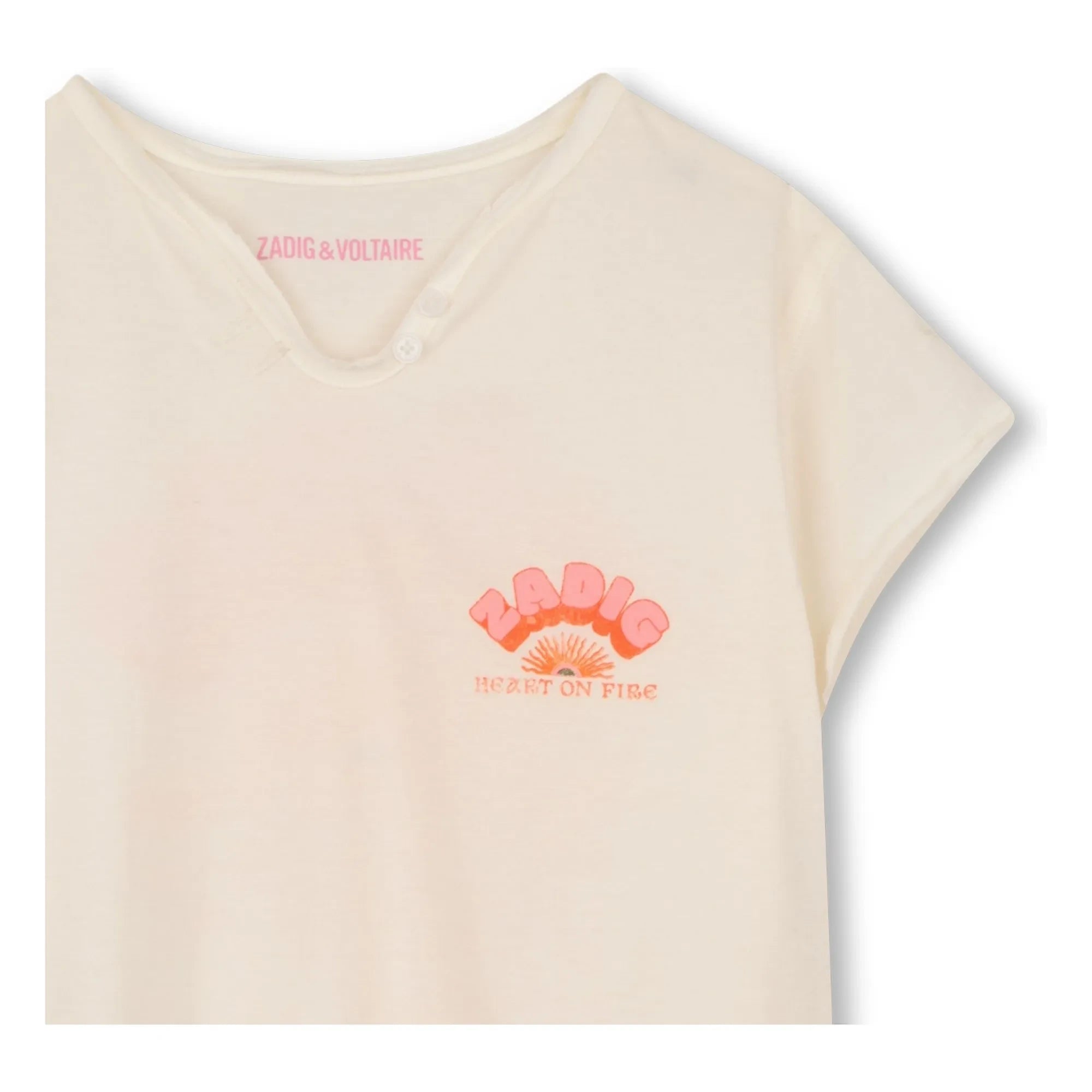 Zadig & Voltaire - Heart On Fire T-shirt with Tunic Collar | Off-white