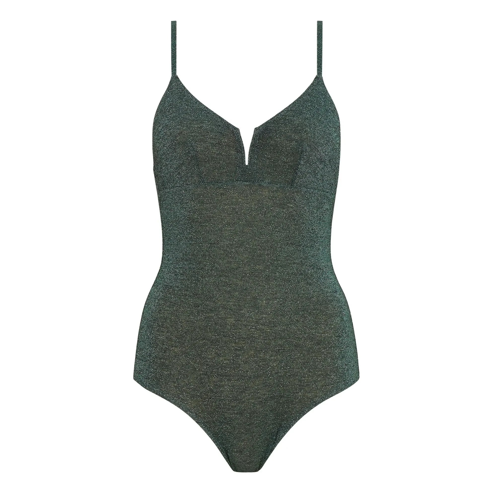 Momoni - Coral Spring Metallic Tek Parça Mayo | Yeşil