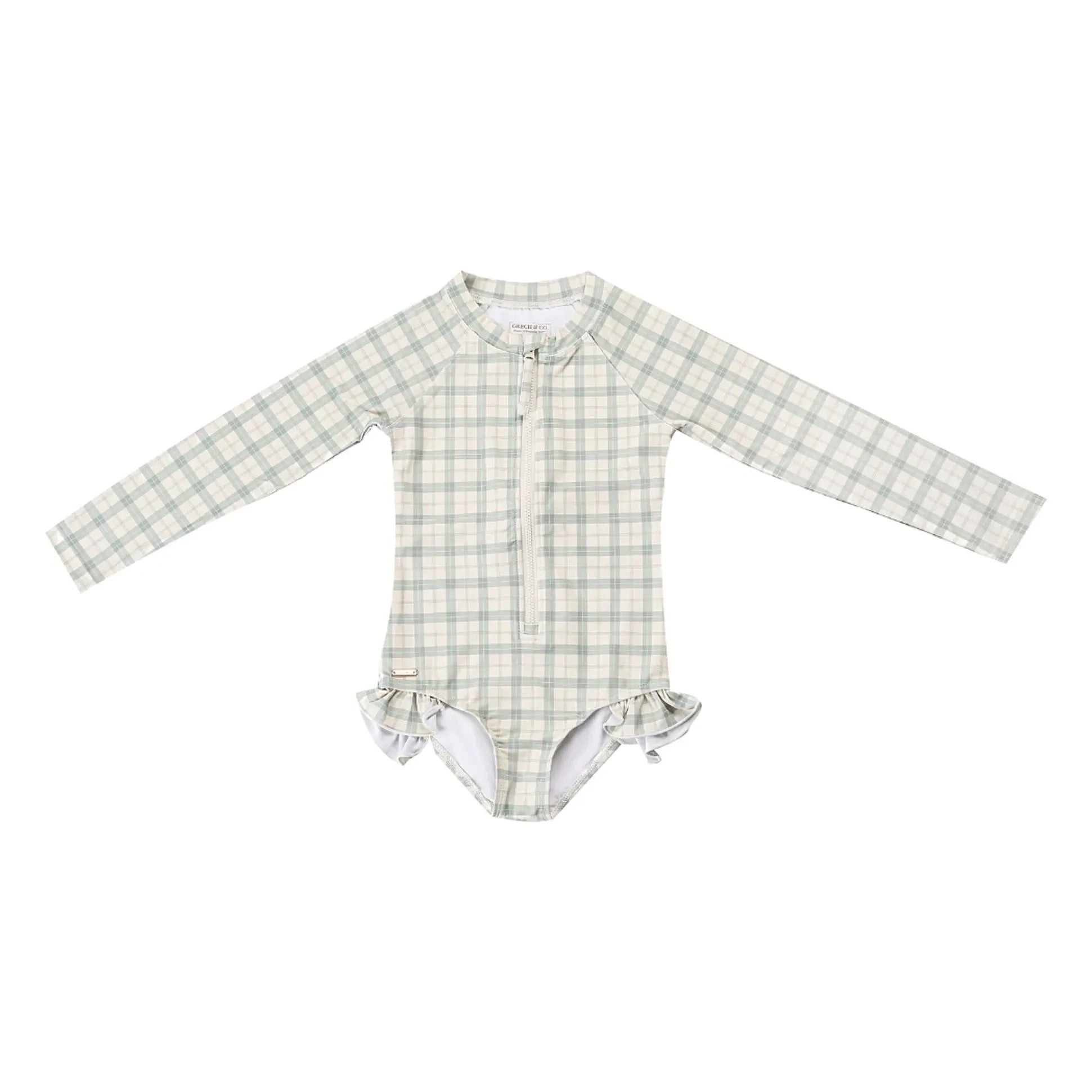 Grech & Co - 1 Piece Swimsuit Careaux Ruffles Recycled Fibers | Light Green