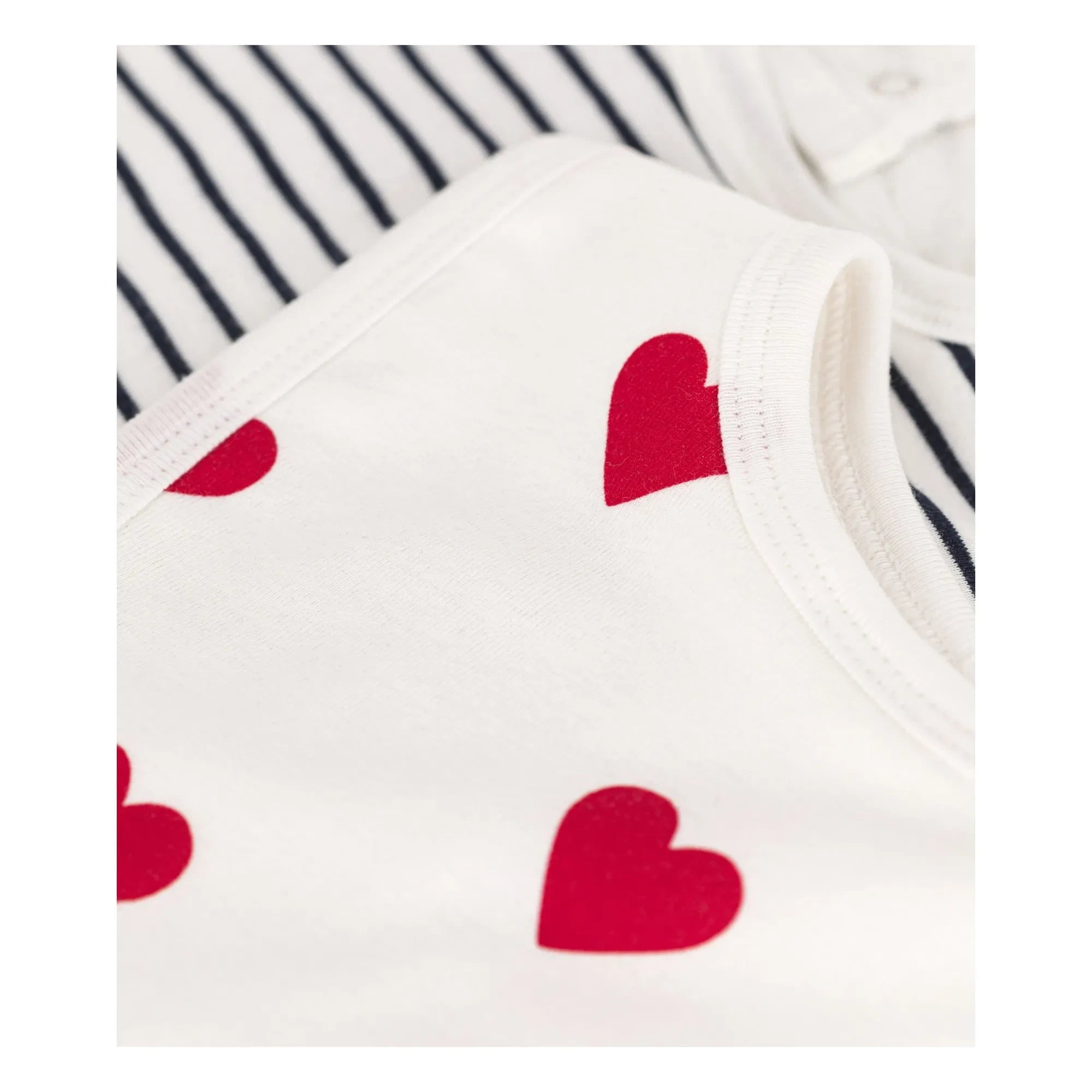 Petit Bateau - 2-piece Heart Pattern Bib | White